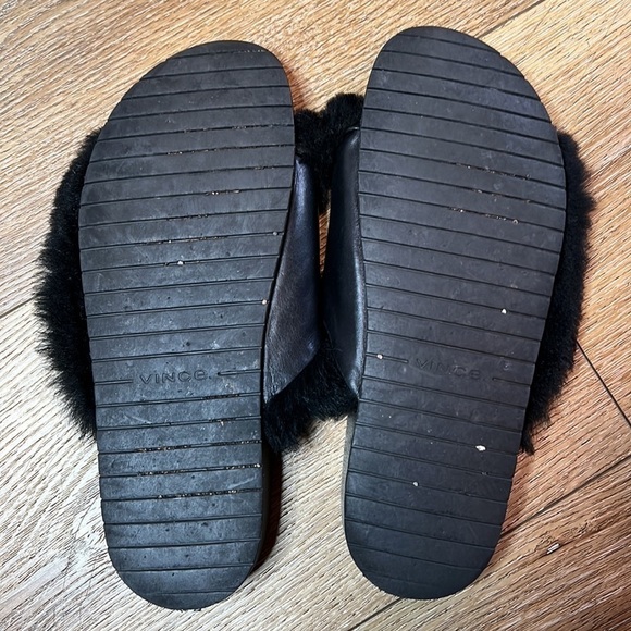 Vince Garrison Black Fur & Leather Pool Slide Size 41/11M - Picture 6 of 7